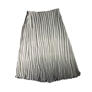 Chicos Dip Dye Crinkle Pleated Maxi Skirt Size XL Green Ombre Lined Coastal Boho